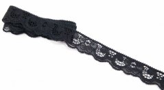 Elastická čipka - čierna - šířka 2,2 cm
