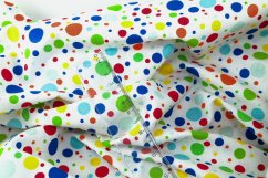 Cotton canvas - colored dots on white background - width 145 cm