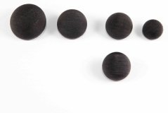 Button with fine lines, convex, with bottom stitching - black - diameter 2 cm