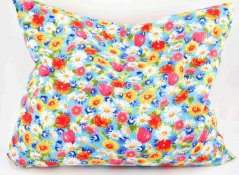 Buckwheat pillow - colorful flowers on a blue background - size 35 cm x 28 cm