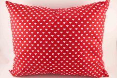 Buckwheat pillow - white hearts on a red background - size 35 cm x 28 cm