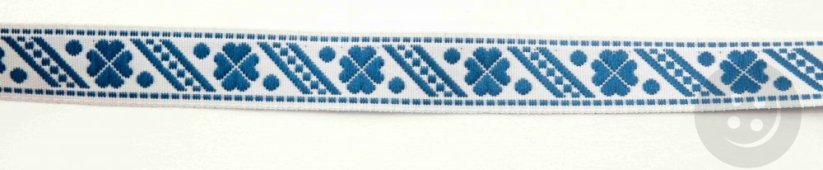 Festive ribbon - white, dark blue - width 1,1 cm