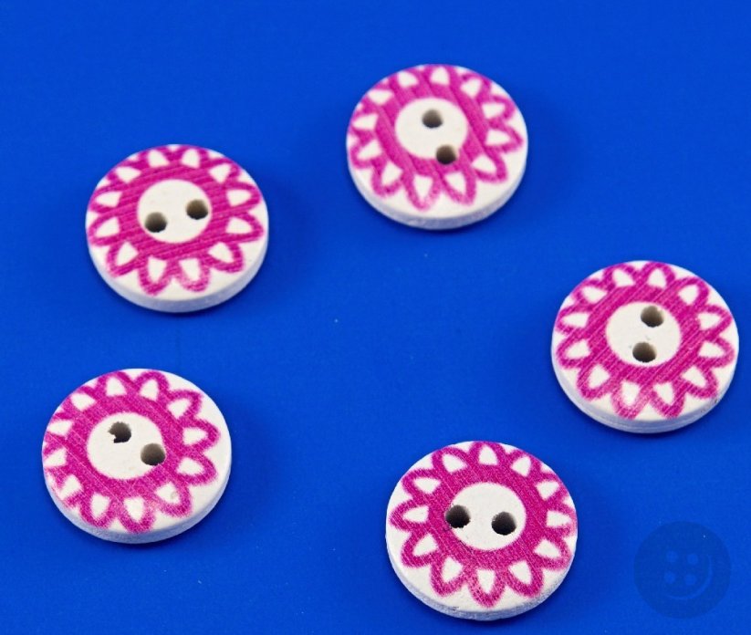 Children's wooden button - bloom - diameter 1.5 cm