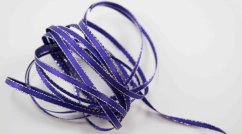 Ribbon with gold edge - gold, purple - width 0.3 cm