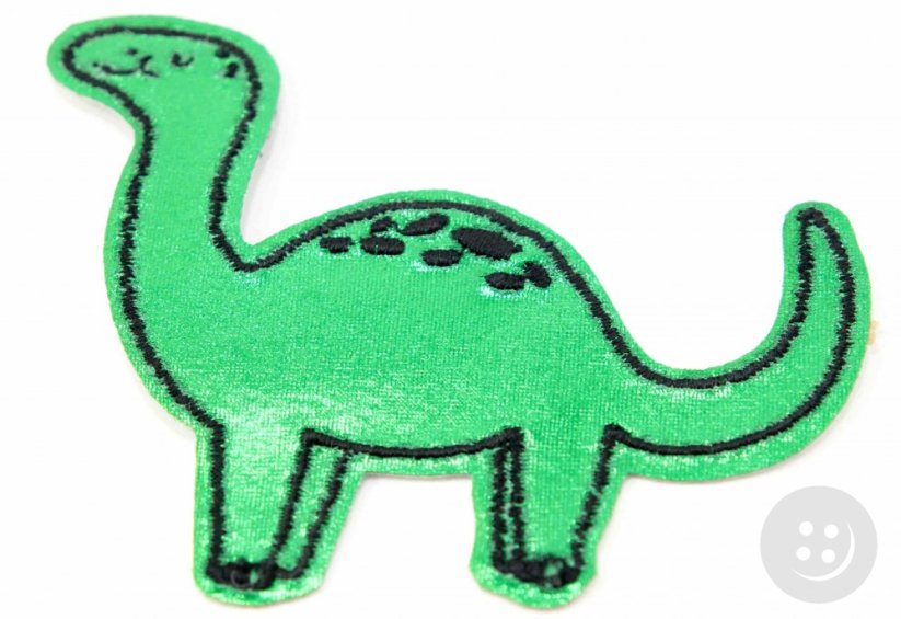 Nažehlovací záplata - Brontosaurus - zelená, modrý, světle zelená - rozměr 6,5 cm x 8 cm