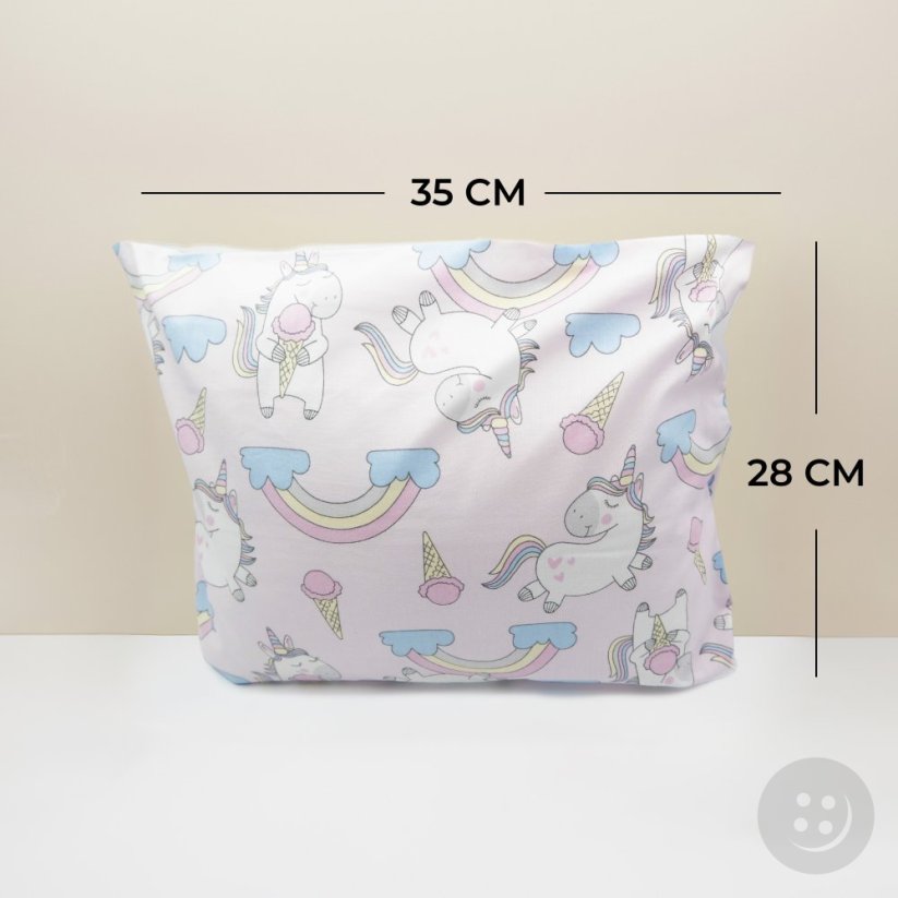 Polštářek plněný BIO pohankovými slupkami - Jednorožci - rozměr 35 cm x 28 cm