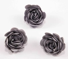 Satinblume zum Annähen - dunkelgrau - Durchmesser 3 cm