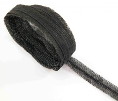 Iron-on seam strip with ribbon - black