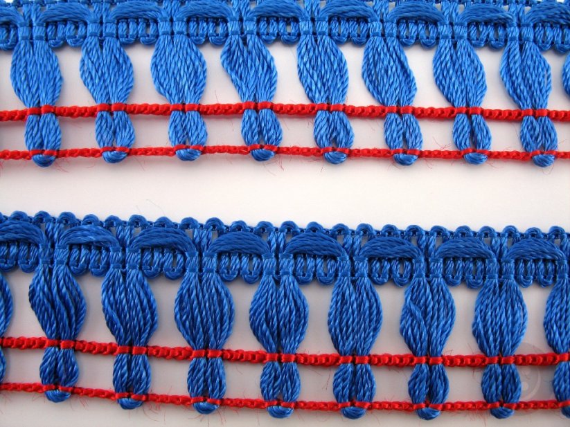 Fringes - red, blue - width 2,5 cm