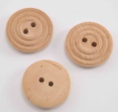 Dírkový dřevěný knoflík - přírodní - průměr 2,45 cm
