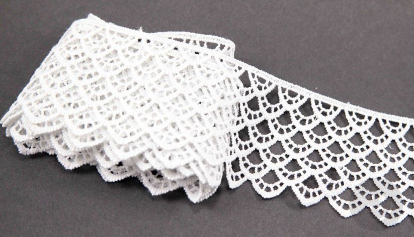 Guipure lace trim - pigeon grey - width 6 cm