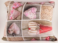 Herbal pillow for well-being - patchwork with hearts and lace - size 35 cm x 28 cm