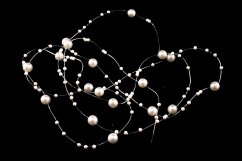 Pearl beads threaded on a silicone cord - pearl - diameter 0.7 cm - length 130 cm