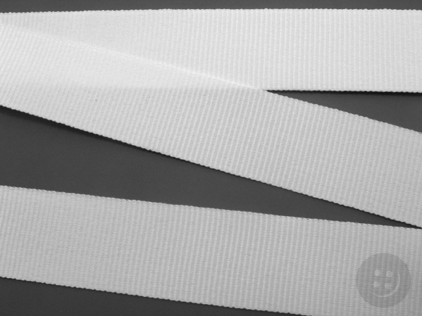 Rypsová stuha tuhá - biela - šírka 2,2 cm