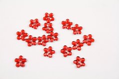 Sew-on rhinestone flowers - red - diameter 1 cm
