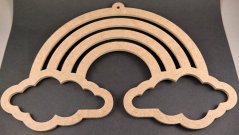 Wolke und Regenbogen aus Holz - Makramee - Größe 40 cm x 25 cm