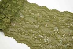 Elastická krajka, vsadka - khaki - šířka 17 cm