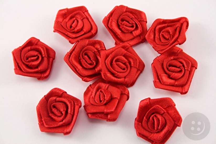 Sew-on satin flower - red - diameter 2.2 cm