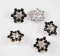 Luxuriöser Strassknopf - Blume - heller und schwarzer Kristall - Durchmesser 2 cm