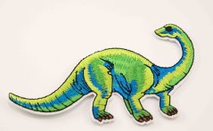 Iron-on patch - Brontosaurus - blue - size 11 x 6 cm