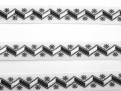 Band mit Muster - schwarz, weiß - Breite 1,6 cm