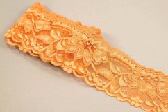 Elastic lace trim - dark orange - width 4 cm