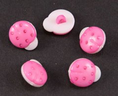 Children's button - pink ladybug - diameter 1.5 cm