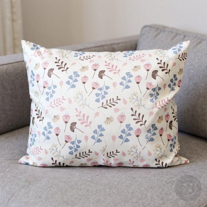 Pillow filled with ORGANIC buckwheat husks - small flowers - size 35 cm x 28 cm