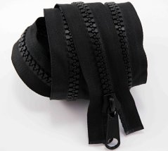 Super extra silný stanový kostěný zip rozdělávací č. 10 - oboustranný jezdec - černý - délka 60 cm - 350 cm