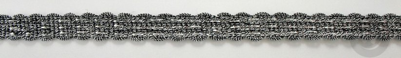 Mettalic gimp braid trim - black, silver - width 1 cm
