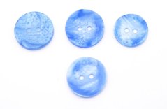 Button with holes - glossy marbled - light blue - diameter 2.04