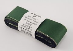Taftband mit goldenem Rand - dunkelgrün, gold - Breite 0,6 cm - 4 cm