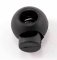 Plastic round cord lock - black - pulling hole diameter 0.3 cm