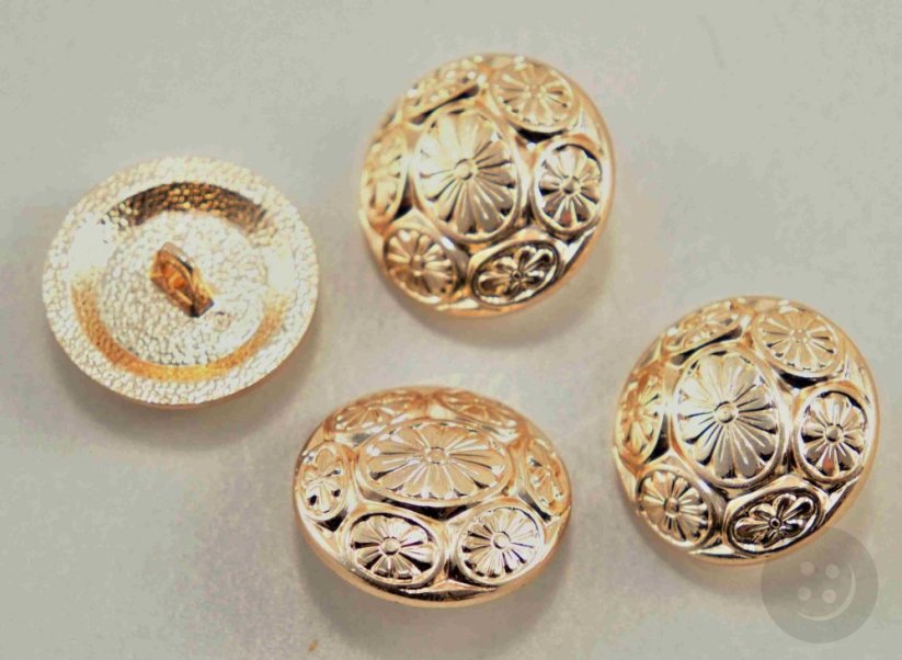 Shank button - plated light gold - diameter 1.8 cm