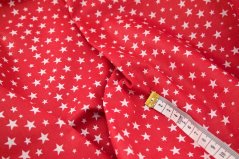 Cotton canvas - white stars on a red background - width 140 cm
