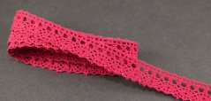 Bavlněná paličkovaná krajka - červená - šířka 1,8 cm