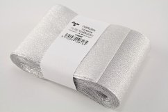 Decorative taffeta ribbon - silver - width 0.3 cm - 7.2 cm