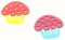 Iron-on patch - Cupcake - turquoise, yellow - diameter 5 cm