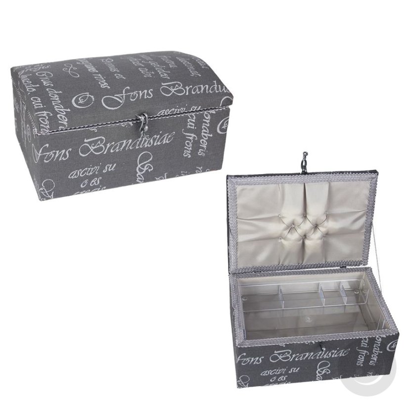 Textile box for sewing supplies - grey - dimensions 27,5 cm x 18,5 cm x 14,5 cm