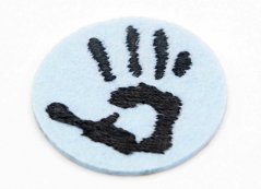 Iron-on patch - hand decal - blue - diameter 2.7 cm