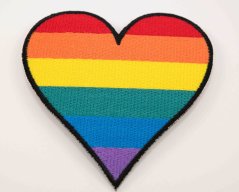Iron-on patch - rainbow heart - 7.5 x 8 cm