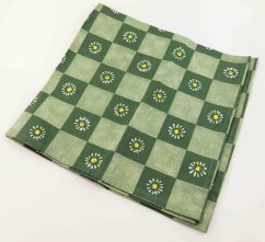 Frühlingsgrünes Tischset aus Baumwolle mit Kamillenblüten für den Tisch - kariert
