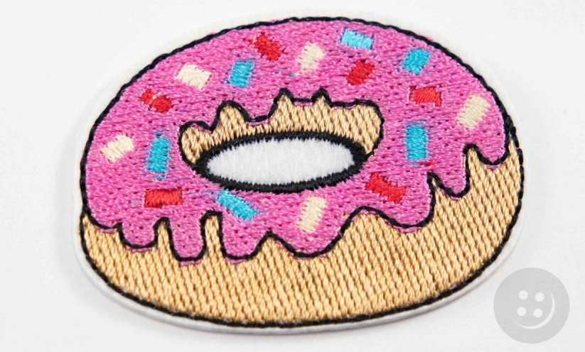 Nažehlovací záplata - donut - rozměr 5 cm x 4 cm