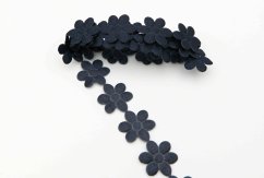 Saténové kytičky v metráži - tmavě modrá - šířka 2 cm