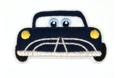 Aufbügelbare Applikation - Auto Doktor Hudson - Größe 8 x 5 cm - blau