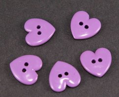Srdiečko - knoflík - fialová - rozmery 1,4 cm x 1,4 cm