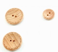 Round Wooden Button with Quilting - diameter 2,4 cm