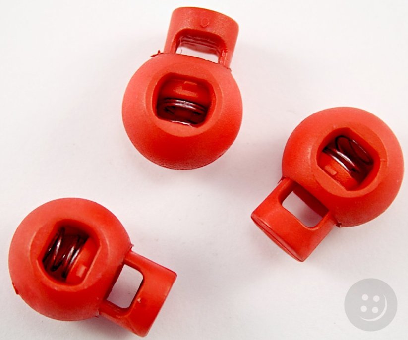 Plastic round cord lock - red - pulling hole diameter 1 cm