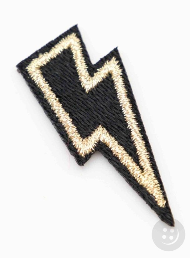 Nažehľovacia záplata - blesk - rozmer 4 x 1,8 cm - čierna, zlatá