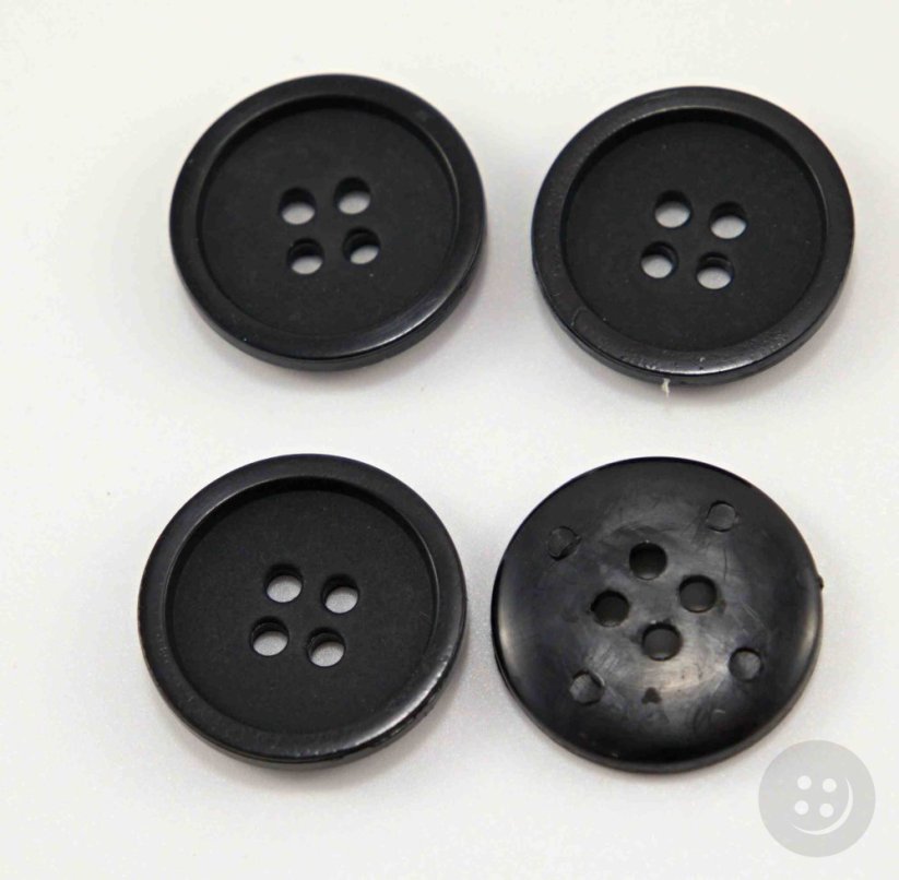 Hole button glossy - black - diameter 2 cm